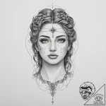 Tattoo sketch holy character, tattoo line art… – tattoo sketch (№1756543837_0, 30.08.2025 08:50) — tattoovalue.net