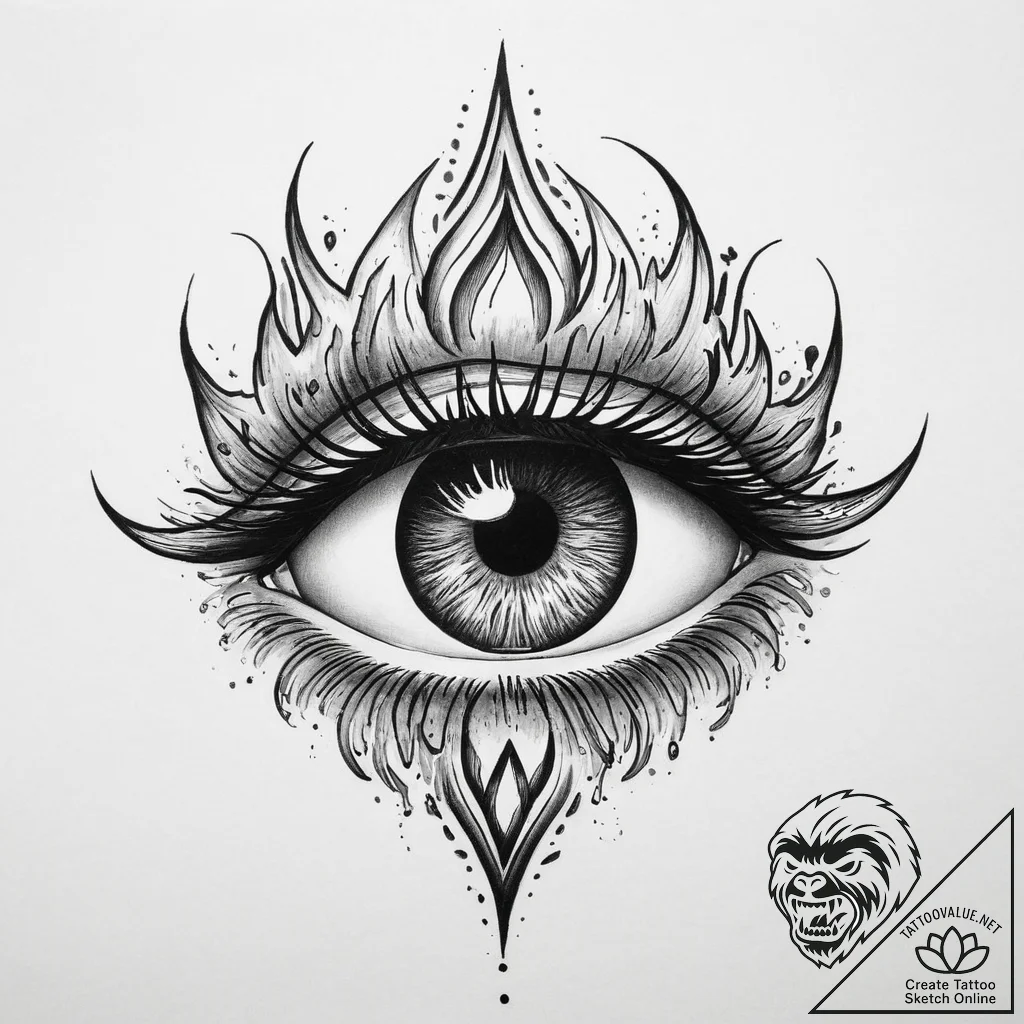 Tattoo sketch узор в виде глаза с огнем - tattoo sketch (№1756544622_0, 30.08.2025 09:03) — tattoovalue.net