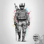 Tattoo sketch soldier with a needle, tattoo l… – tattoo sketch (№1756544819_0, 30.08.2025 09:06) — tattoovalue.net