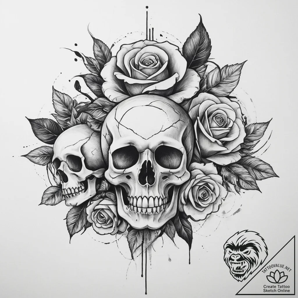 Tattoo sketch a symbolic emotion, tattoo flas... - tattoo sketch (№1756546193_0, 30.08.2025 09:29) — tattoovalue.net