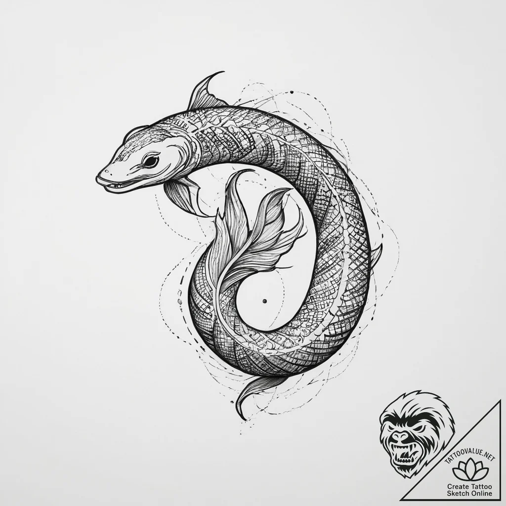 Tattoo sketch freshwater eel, tattoo sketch d... - tattoo sketch (№1756546587_0, 30.08.2025 09:36) — tattoovalue.net