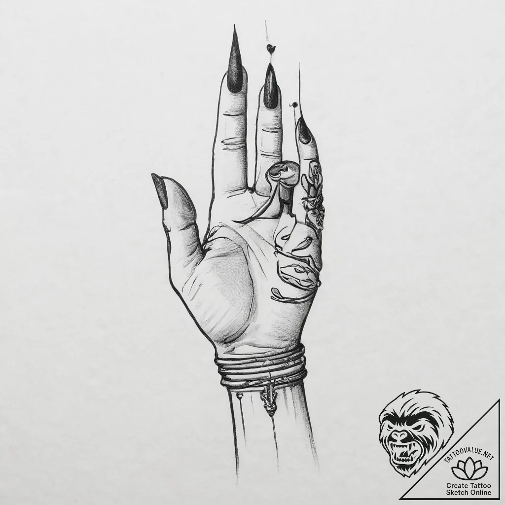 Tattoo sketch hands with a pencil, tattoo lin... - tattoo sketch (№1756547567_0, 30.08.2025 09:52) — tattoovalue.net