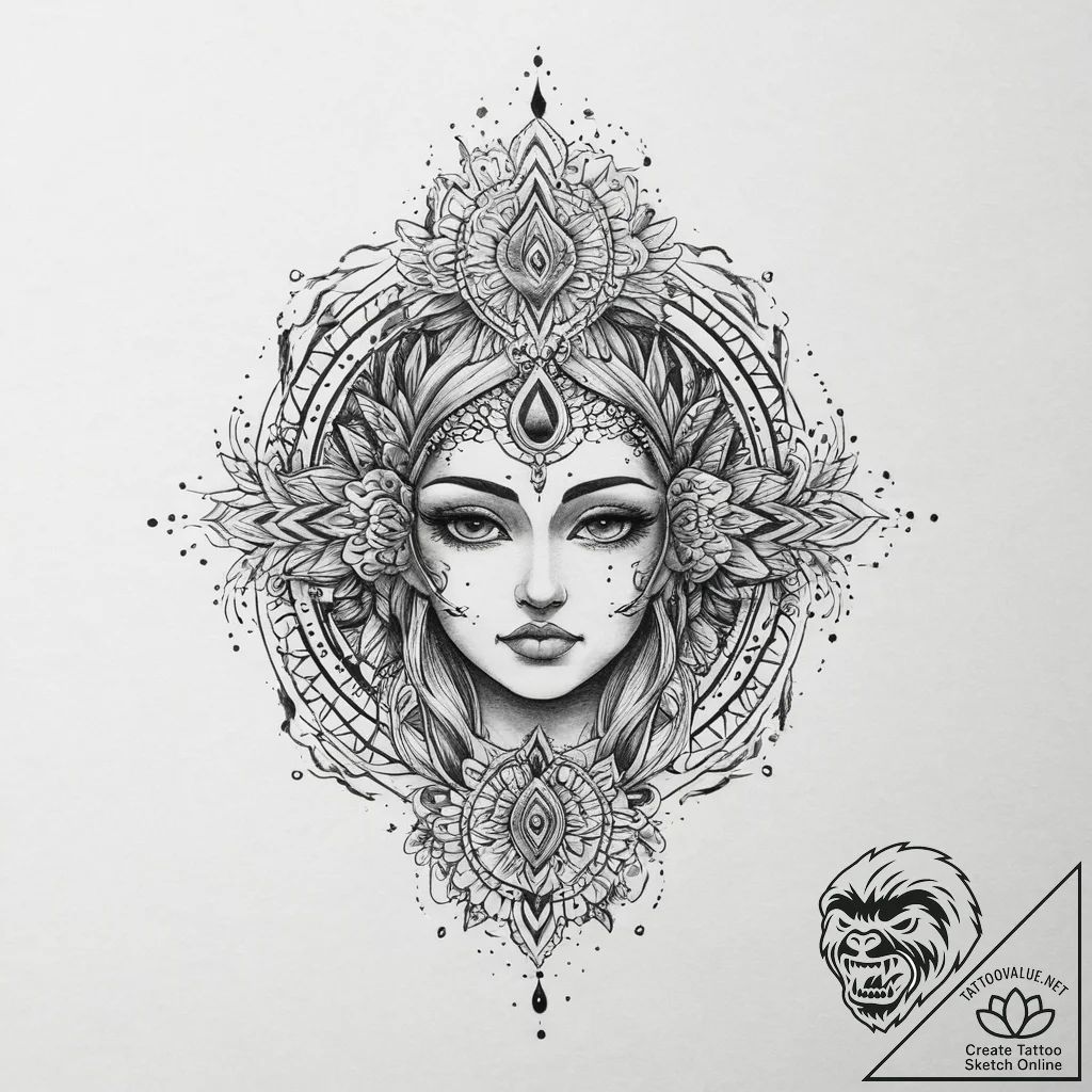 Tattoo sketch spiritual portrayal, tattoo fla... - tattoo sketch (№1756549333_0, 30.08.2025 10:22) — tattoovalue.net