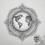 Tattoo sketch узор в виде черепа с землей, ta… – tattoo sketch (№1756549529_0, 30.08.2025 10:25) — tattoovalue.net