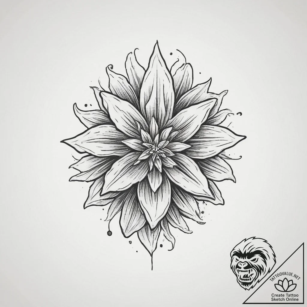 Tattoo sketch edelweiss flower, concept art f... - tattoo sketch (№1756550513_0, 30.08.2025 10:41) — tattoovalue.net