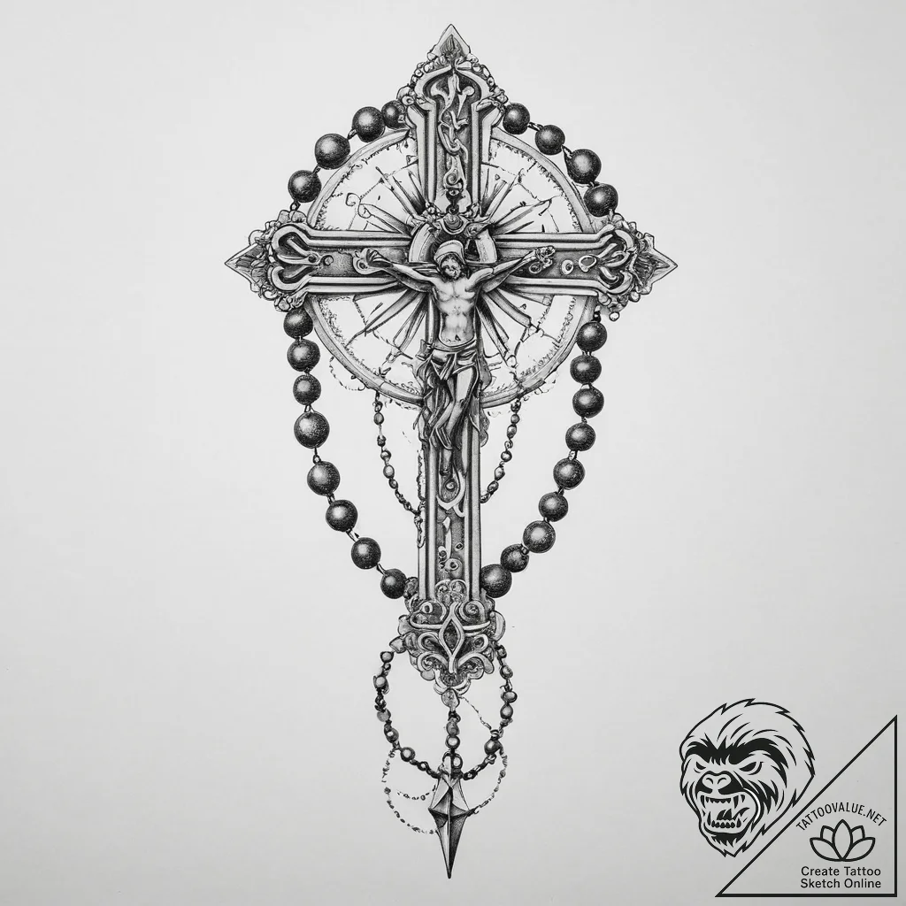 Tattoo sketch rosary beads, artistic tattoo s... - tattoo sketch (№1756550709_0, 30.08.2025 10:45) — tattoovalue.net