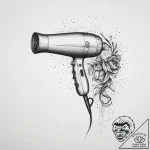 Tattoo sketch stylist a person with a hairdry… – tattoo sketch (№1756551103_0, 30.08.2025 10:51) — tattoovalue.net
