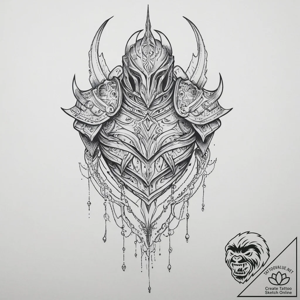 Tattoo sketch armor, concept art for tattoo,... - tattoo sketch (№1756551300_0, 30.08.2025 10:55) — tattoovalue.net