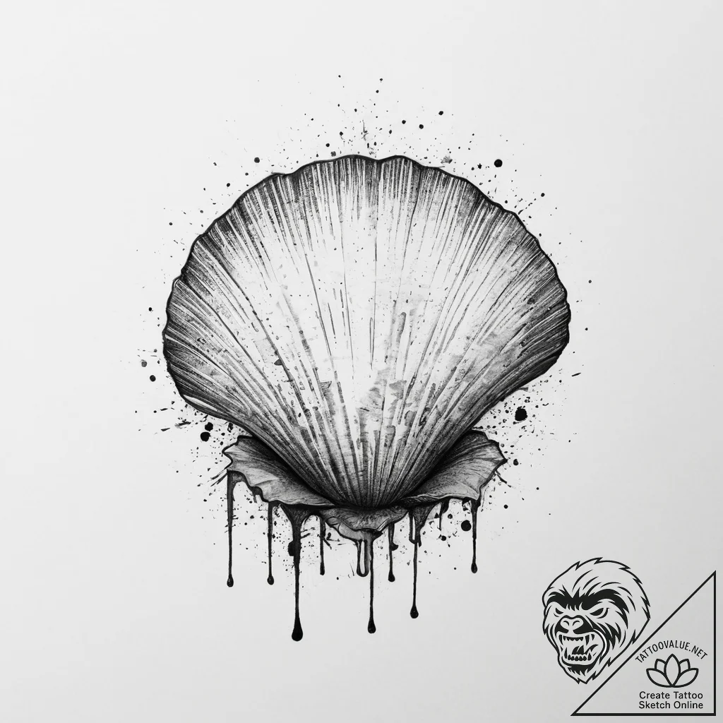 Tattoo sketch scallop, ink illustration for t... - tattoo sketch (№1756551693_0, 30.08.2025 11:01) — tattoovalue.net