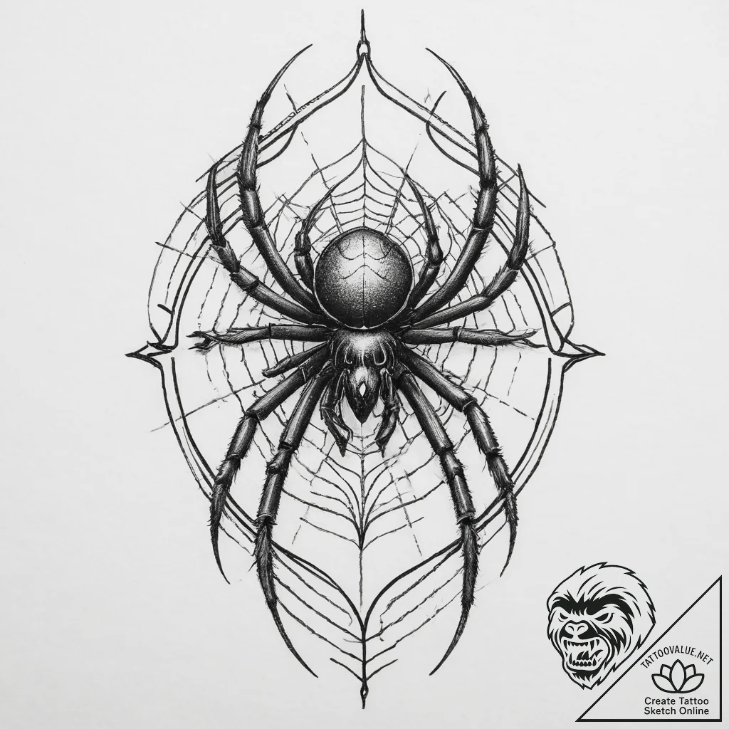 Tattoo sketch black widow spider, tattoo flas... - tattoo sketch (№1756552675_0, 30.08.2025 11:17) — tattoovalue.net