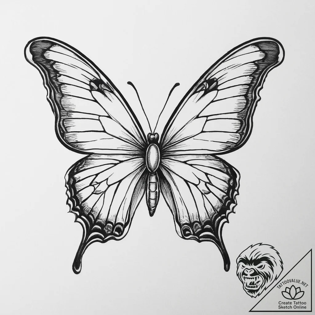Tattoo sketch butterfly girl tattoo, ink illu... - tattoo sketch (№1756553656_0, 30.08.2025 11:34) — tattoovalue.net