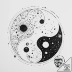 Tattoo sketch yin yang with planets – tattoo sketch (№1756556200_0, 30.08.2025 12:16) — tattoovalue.net