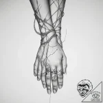 Tattoo sketch hands with a thread – tattoo sketch (№1756556587_0, 30.08.2025 12:23) — tattoovalue.net