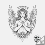 Tattoo sketch angel with a halo, artistic tat… – tattoo sketch (№1756557167_0, 30.08.2025 12:32) — tattoovalue.net