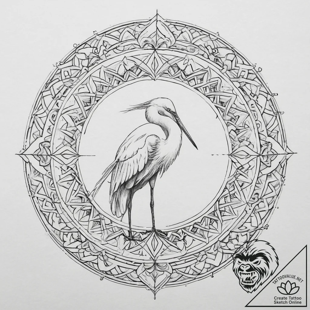 Tattoo sketch puns a egret that says "i'm a e... - tattoo sketch (№1756557361_0, 30.08.2025 12:36) — tattoovalue.net