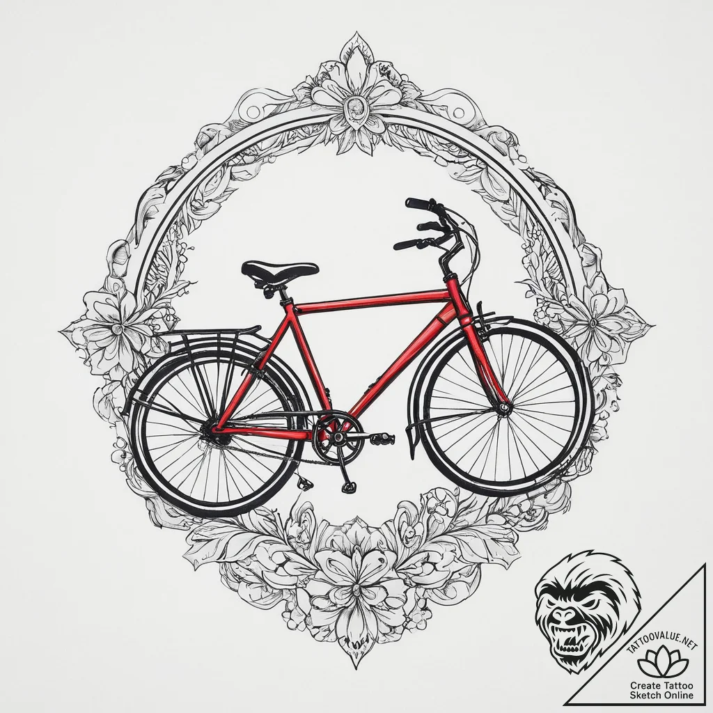 Tattoo sketch cycling bicycle silhouette, tat... - tattoo sketch (№1756557943_0, 30.08.2025 12:45) — tattoovalue.net