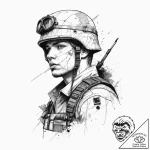 Tattoo sketch soldier with a thread, artistic… – tattoo sketch (№1756558524_0, 30.08.2025 12:55) — tattoovalue.net