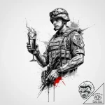 Tattoo sketch soldier with a glass, artistic… – tattoo sketch (№1756558912_0, 30.08.2025 13:01) — tattoovalue.net