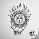 Tattoo sketch hands with a sun – tattoo sketch (№1756559299_0, 30.08.2025 13:08) — tattoovalue.net