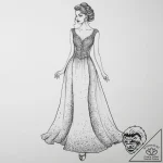 Tattoo sketch evening gown with a galaxy, ink… – tattoo sketch (№1756561818_0, 30.08.2025 13:50) — tattoovalue.net