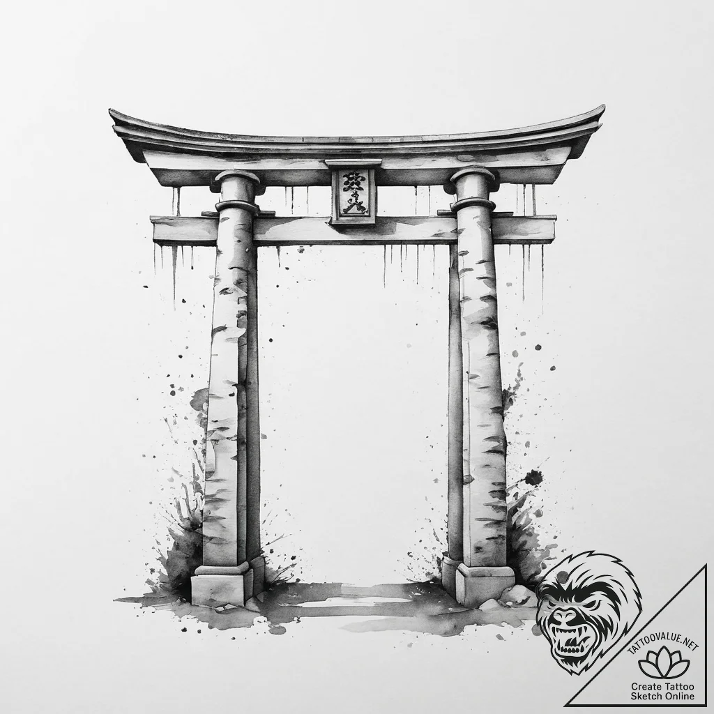 Tattoo sketch shinto torii gate, tattoo sketc... - tattoo sketch (№1756562788_0, 30.08.2025 14:06) — tattoovalue.net