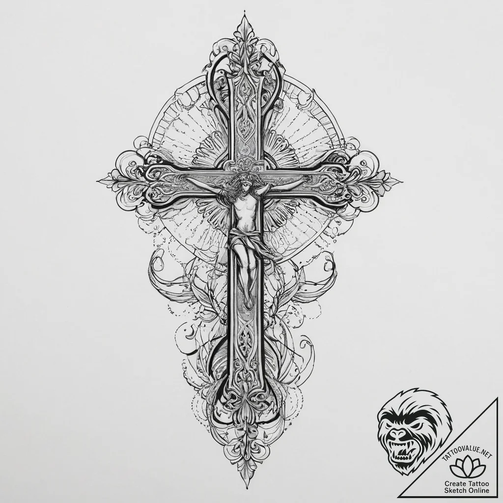 Tattoo sketch sacred triumph, ink illustratio... - tattoo sketch (№1756563569_0, 30.08.2025 14:19) — tattoovalue.net
