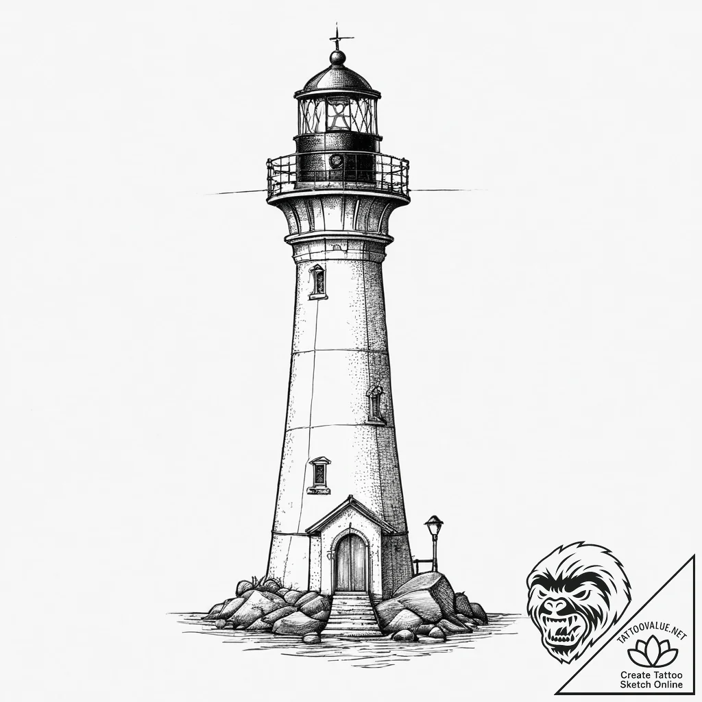 Tattoo sketch узор в виде маяка, ink illustra... - tattoo sketch (№1756563959_0, 30.08.2025 14:25) — tattoovalue.net
