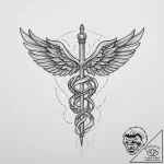Tattoo sketch doctor caduceus symbol, tattoo… – tattoo sketch (№1756564155_0, 30.08.2025 14:29) — tattoovalue.net