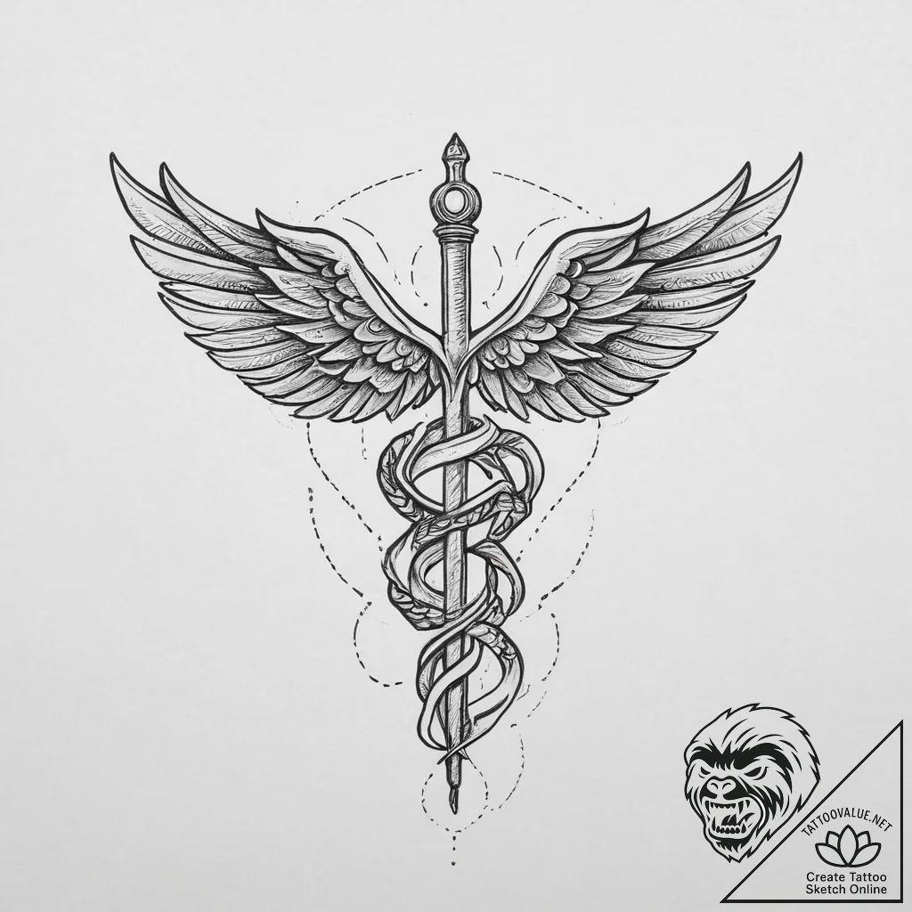 Tattoo sketch doctor caduceus symbol, tattoo... - tattoo sketch (№1756564155_0, 30.08.2025 14:29) — tattoovalue.net