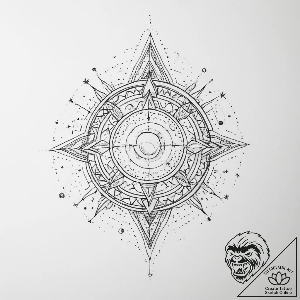 Tattoo sketch cosmic tale - tattoo sketch (№1756564348_0, 30.08.2025 14:32) — tattoovalue.net