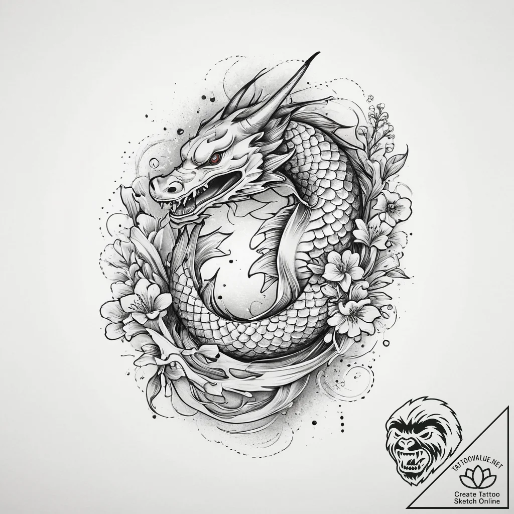 Tattoo sketch sturgeon, ink illustration for... - tattoo sketch (№1756565922_0, 30.08.2025 14:58) — tattoovalue.net