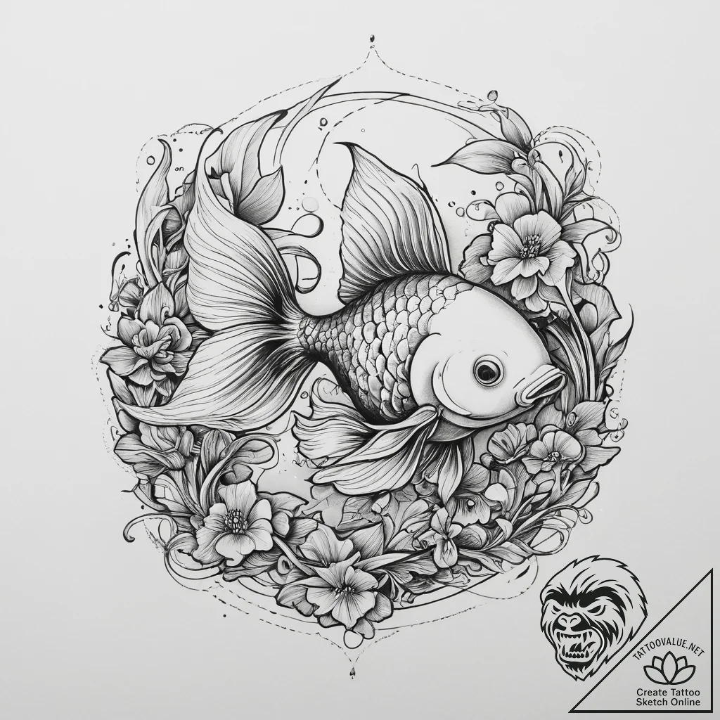 Tattoo sketch goldfish, tattoo flash sheet de... - tattoo sketch (№1756568097_0, 30.08.2025 15:34) — tattoovalue.net