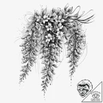 Tattoo sketch wisteria, concept art for tatto… – tattoo sketch (№1756570866_0, 30.08.2025 16:21) — tattoovalue.net