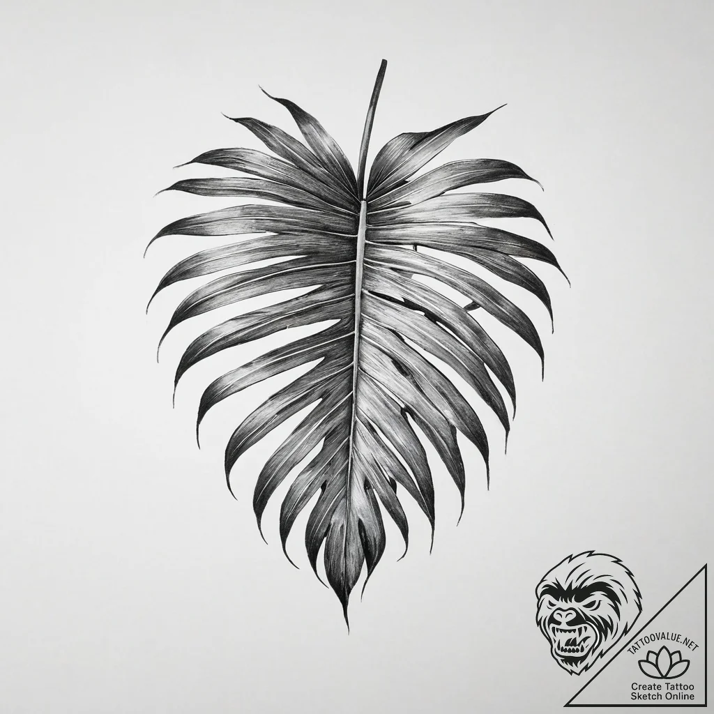 Tattoo sketch palm leaf - tattoo sketch (№1756573043_0, 30.08.2025 16:57) — tattoovalue.net