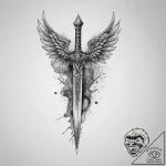 Tattoo sketch winged dagger, tattoo sketch de… – tattoo sketch (№1756574426_0, 30.08.2025 17:20) — tattoovalue.net