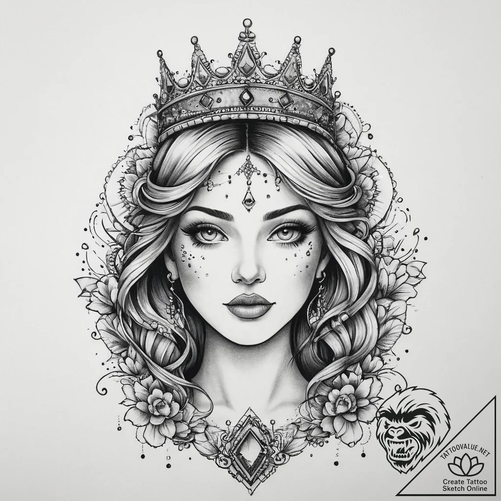 Tattoo sketch princess tattoo, tattoo flash s... - tattoo sketch (№1756575022_0, 30.08.2025 17:30) — tattoovalue.net