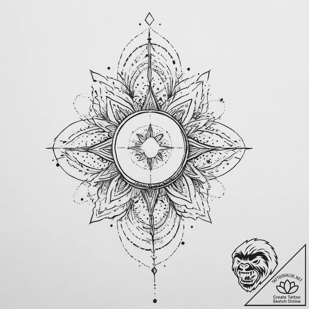 Tattoo sketch cosmic compassion, tattoo drawi... - tattoo sketch (№1756576409_0, 30.08.2025 17:53) — tattoovalue.net