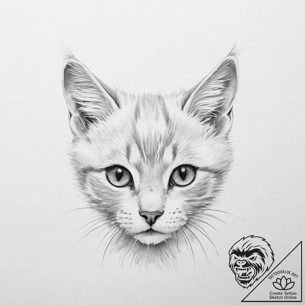 Tattoo sketch playful kitten tattoo - tattoo sketch (№1756578000_0, 30.08.2025 18:20) — tattoovalue.net