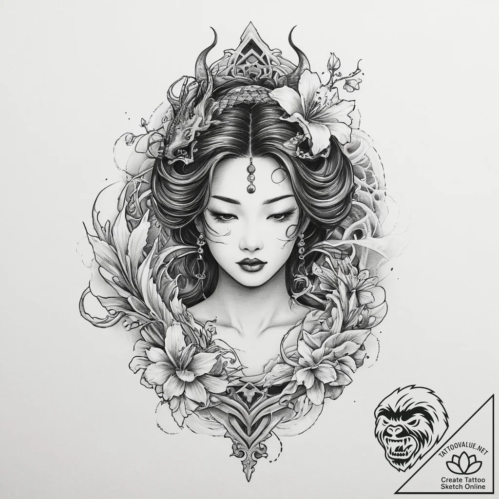 Tattoo sketch princess with tiara, artistic t... - tattoo sketch (№1756578401_0, 30.08.2025 18:26) — tattoovalue.net