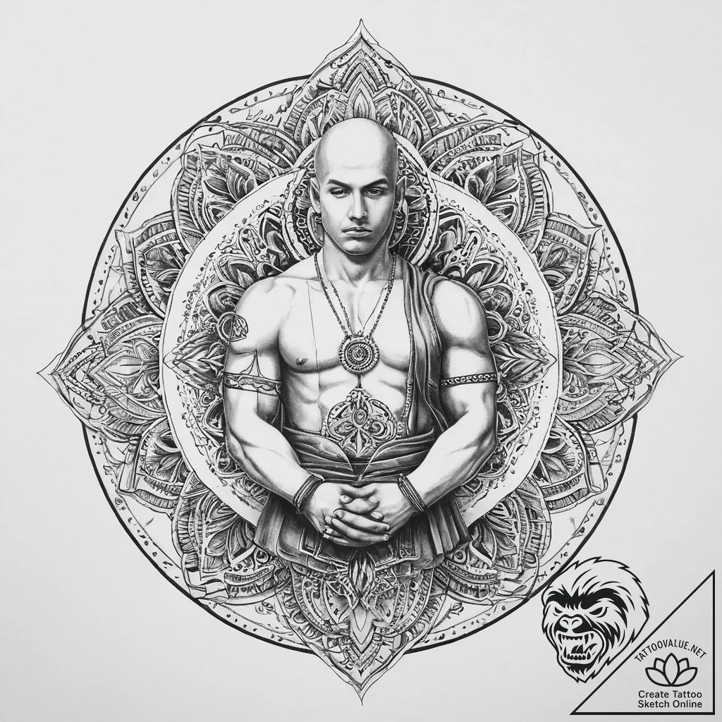 Tattoo sketch soldier with a monk, tattoo dra... - tattoo sketch (№1756578601_0, 30.08.2025 18:30) — tattoovalue.net