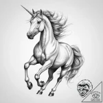 Tattoo sketch unicorn galloping, tattoo sketc… – tattoo sketch (№1756578800_0, 30.08.2025 18:33) — tattoovalue.net