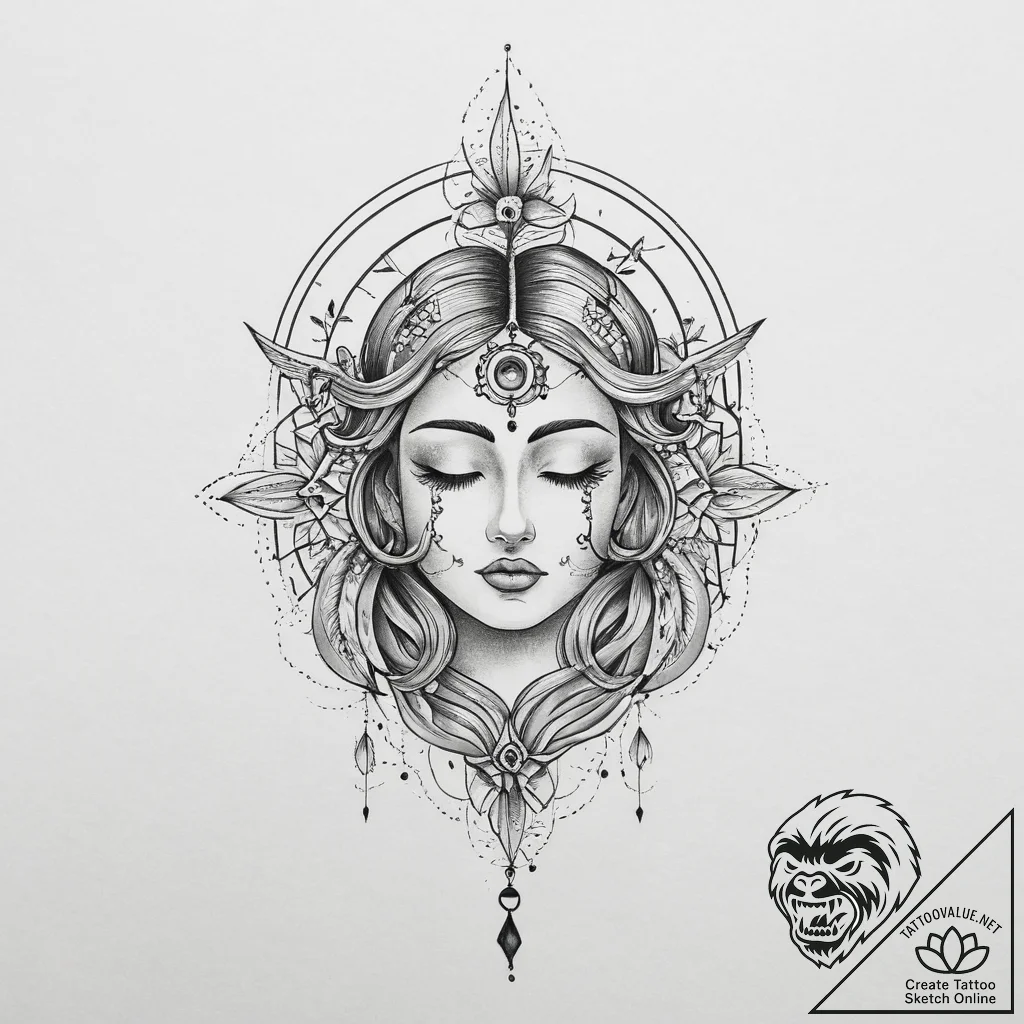 Tattoo sketch divine scene, tattoo flash shee... - tattoo sketch (№1756578998_0, 30.08.2025 18:36) — tattoovalue.net