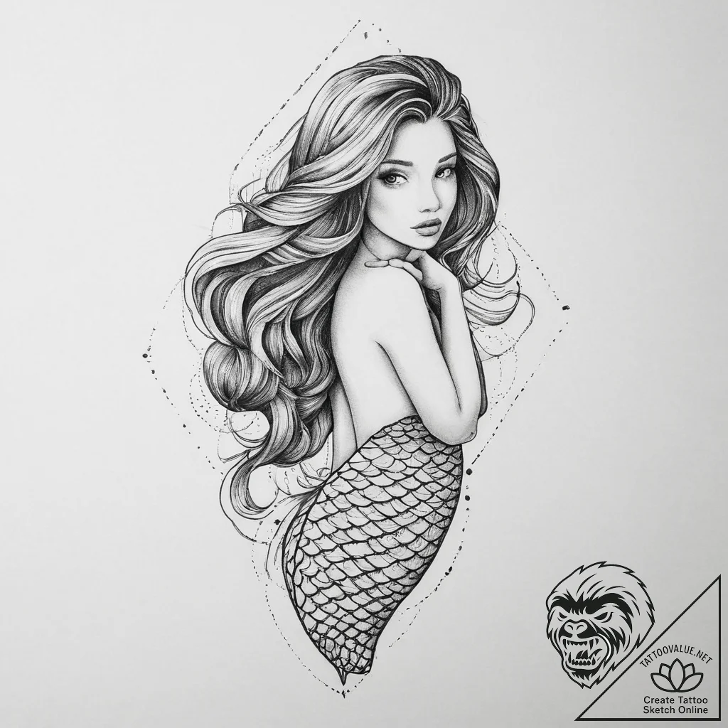 Tattoo sketch узор в виде русалки, ink illust... - tattoo sketch (№1756580584_0, 30.08.2025 19:03) — tattoovalue.net
