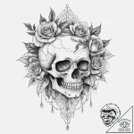 Tattoo sketch череп с кружевом и розами, tatt… – tattoo sketch (№1756581379_0, 30.08.2025 19:16) — tattoovalue.net