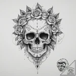 Tattoo sketch череп с кружевом и розами, tatt… – tattoo sketch (№1756581579_0, 30.08.2025 19:19) — tattoovalue.net