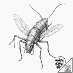 Tattoo sketch conehead katydid – tattoo sketch (№1756582769_0, 30.08.2025 19:39) — tattoovalue.net