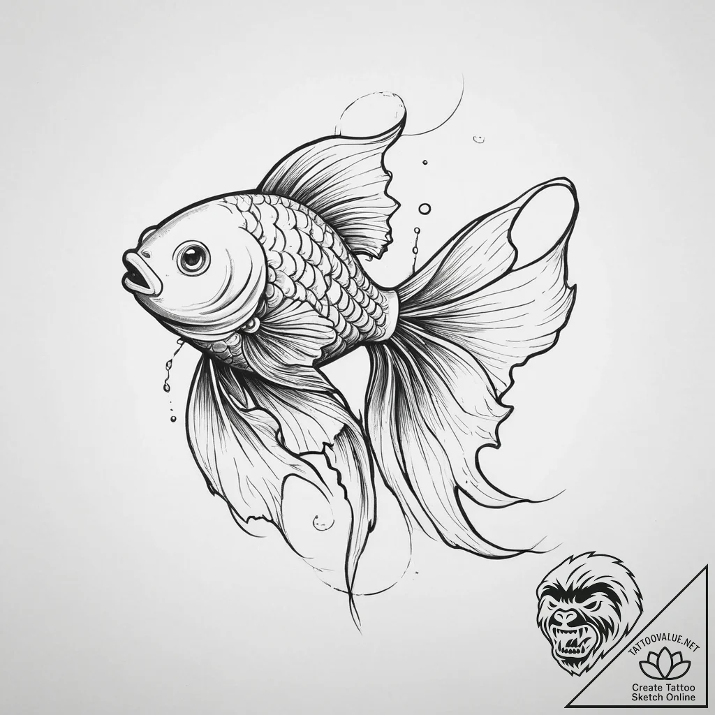Tattoo sketch goldfish, ink illustration for... - tattoo sketch (№1756584175_0, 30.08.2025 20:02) — tattoovalue.net