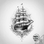 Tattoo sketch ship, ink illustration for tatt… – tattoo sketch (№1756584973_0, 30.08.2025 20:16) — tattoovalue.net