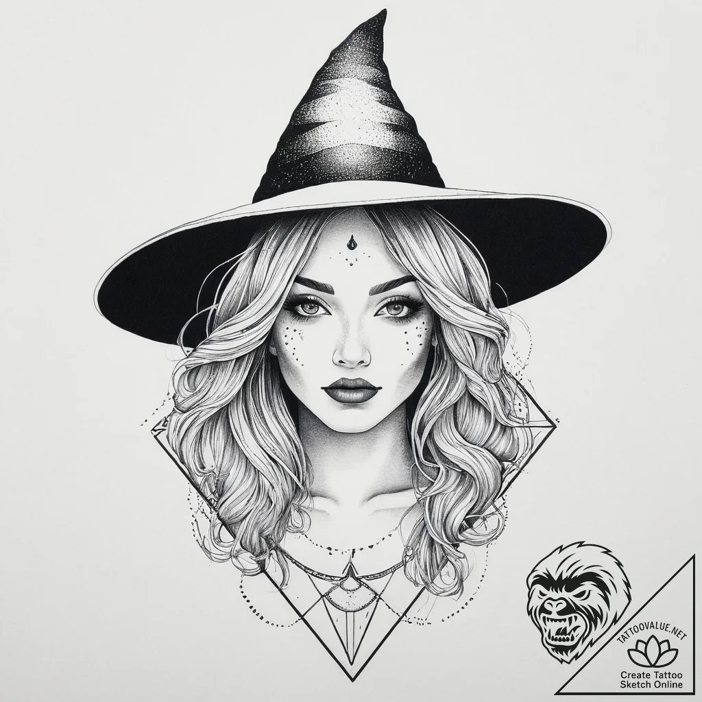 Tattoo sketch witch tattoo, concept art for t... - tattoo sketch (№1756585171_0, 30.08.2025 20:19) — tattoovalue.net