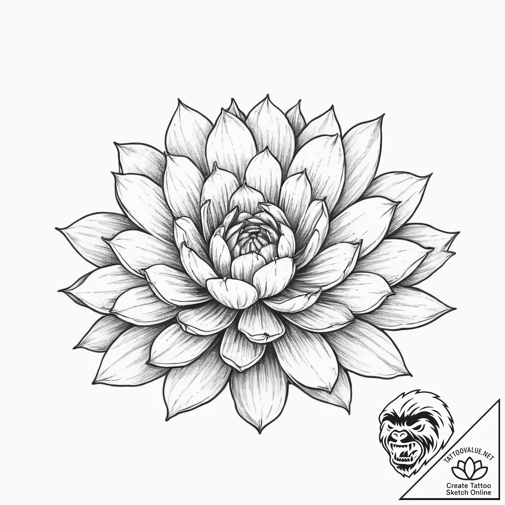 Tattoo sketch succulent flower, ink illustrat... - tattoo sketch (№1756585370_0, 30.08.2025 20:22) — tattoovalue.net